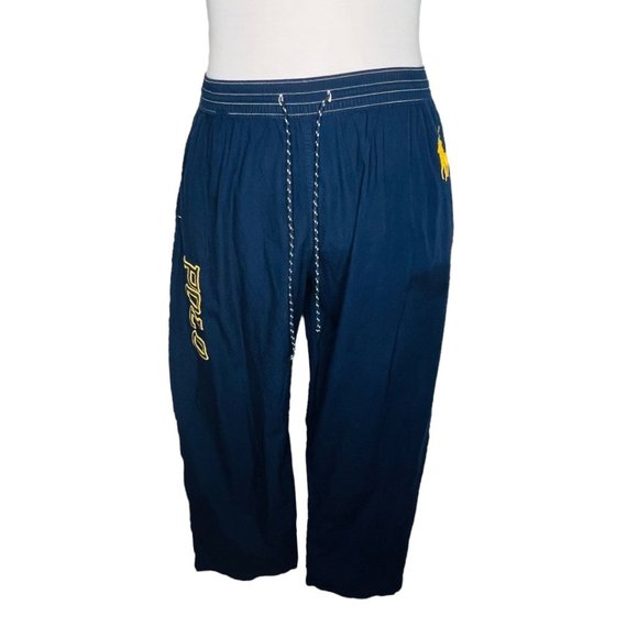 Polo Ralph Lauren Logo Track Pants Blue and Yellow Size L EUC - Picture 5 of 9